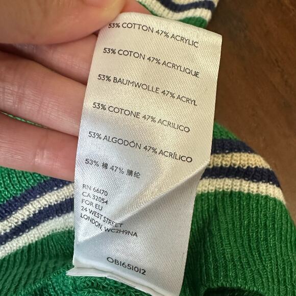 FREE PEOPLE BEACH Mariner Sweater Green Bee Striped Pullover Knit NWT - Picture 8 of 10